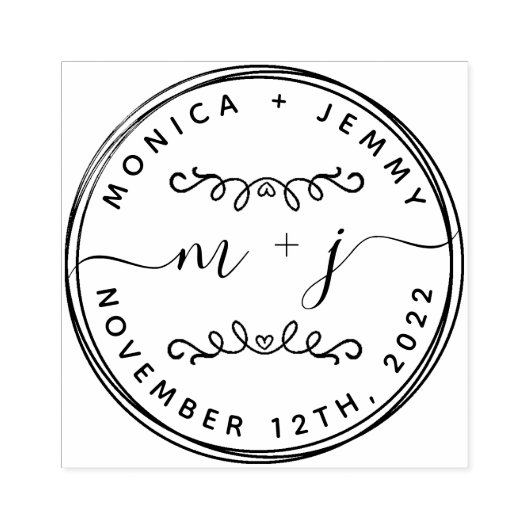 Eenvoudige aangepaste klassieke trouwnamen rubberstempel (Afrduk)