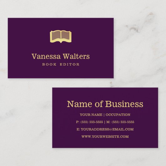 Eenvoudige Aangepaste Kleurboek Editor Elegant Gou Visitekaartje (Voorkant / Achterkant)