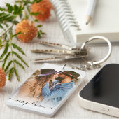 Eenvoudige aangepaste liefde paar tekst en foto sleutelhanger (Voorkant Rechts)