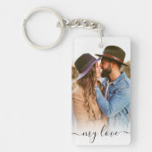Eenvoudige aangepaste liefde paar tekst en foto sleutelhanger (Voorkant)