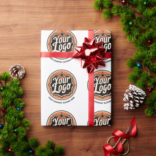 Eenvoudige Aangepaste Logo en Tekst Zakelijk Cadeaupapier (Feestdagen Geschenken)