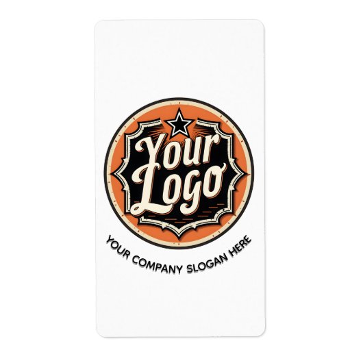 Eenvoudige Aangepaste Logo en Tekst Zakelijk Etiket (Voorkant)