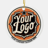 Eenvoudige Aangepaste Logo en Tekst Zakelijk Keramisch Ornament (Voorkant)