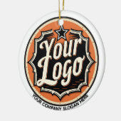 Eenvoudige Aangepaste Logo en Tekst Zakelijk Keramisch Ornament (Links)