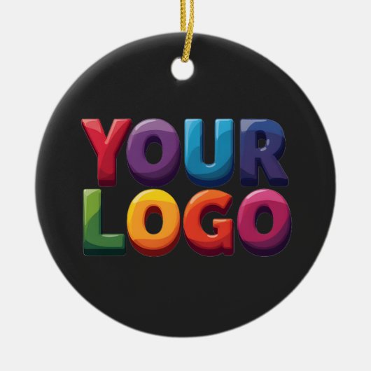 Eenvoudige Aangepaste Logo en Tekst Zakelijk Keramisch Ornament (Voorkant)
