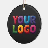 Eenvoudige Aangepaste Logo en Tekst Zakelijk Keramisch Ornament (Links)