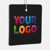 Eenvoudige Aangepaste Logo en Tekst Zakelijk Keramisch Ornament (Rechts)