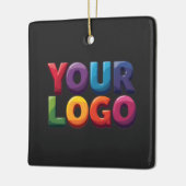 Eenvoudige Aangepaste Logo en Tekst Zakelijk Keramisch Ornament (Links)