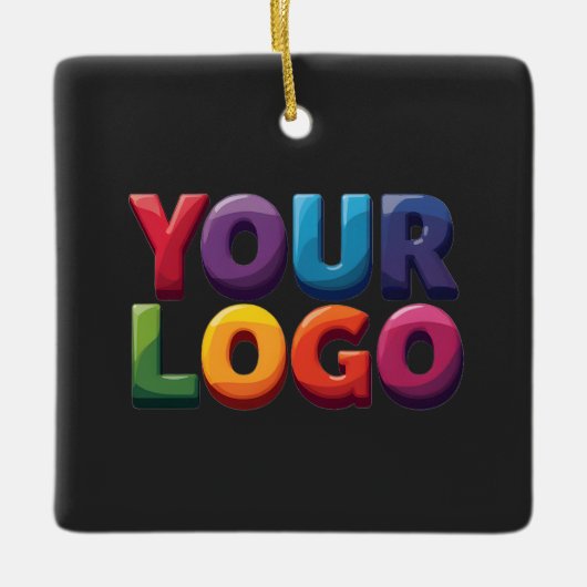 Eenvoudige Aangepaste Logo en Tekst Zakelijk Keramisch Ornament (Voorkant)