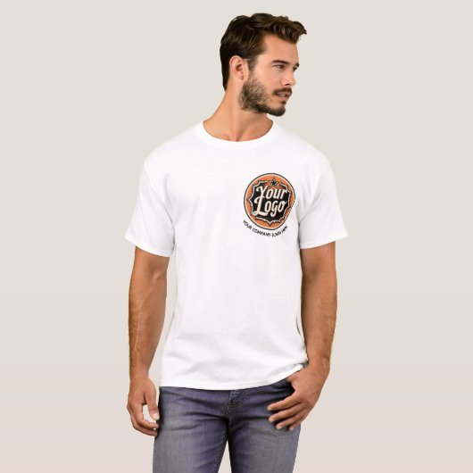 Eenvoudige Aangepaste Logo en Tekst Zakelijk T-shirt (Voorkant volledig)
