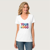 Eenvoudige Aangepaste Logo en Tekst Zakelijk T-shirt (Voorkant volledig)