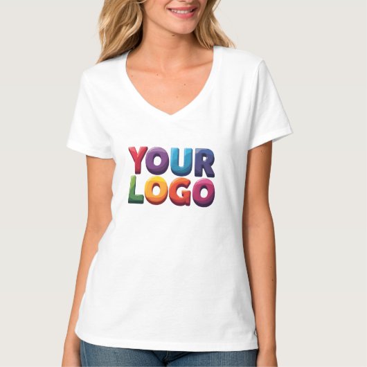 Eenvoudige Aangepaste Logo en Tekst Zakelijk T-shirt (Voorkant)