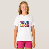 Eenvoudige Aangepaste Logo en Tekst Zakelijk T-shirt (Voorkant volledig)
