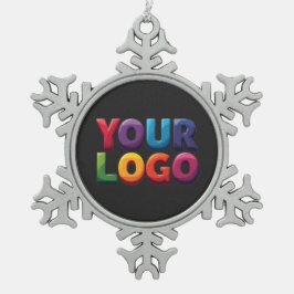 Eenvoudige Aangepaste Logo en Tekst Zakelijk Tin Sneeuwvlok Ornament