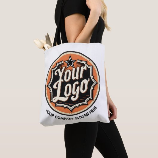 Eenvoudige Aangepaste Logo en Tekst Zakelijk Tote Bag (Dichtbij)