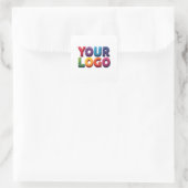 Eenvoudige Aangepaste Logo en Tekst Zakelijk Vierkante Sticker (Tas)