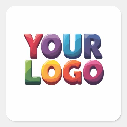 Eenvoudige Aangepaste Logo en Tekst Zakelijk Vierkante Sticker (Voorkant)