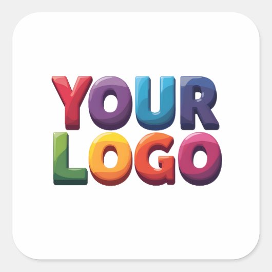 Eenvoudige Aangepaste Logo en Tekst Zakelijk Vierkante Sticker (Voorkant)