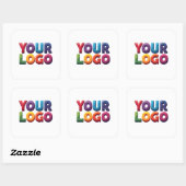 Eenvoudige Aangepaste Logo en Tekst Zakelijk Vierkante Sticker (Vel)