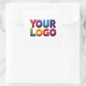 Eenvoudige Aangepaste Logo en Tekst Zakelijk Vierkante Sticker (Tas)