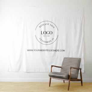 Eenvoudige Aangepaste Logo website Bedrijfsachterg Wandkleed