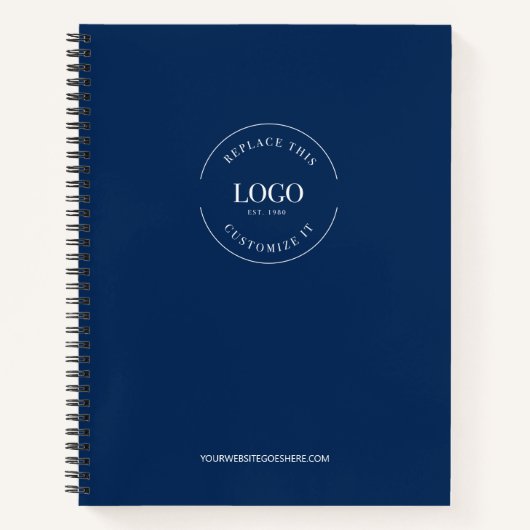 Eenvoudige aangepaste logo website Koninklijkblauw Notitieboek (Voorkant)