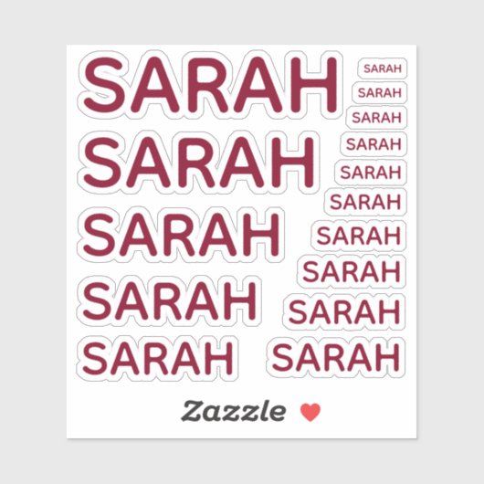 Eenvoudige aangepaste meisjesnaam bordeauxrode hoo sticker (Vel)