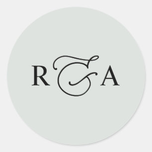 Eenvoudige aangepaste monogram pagina Groen aangep Ronde Sticker