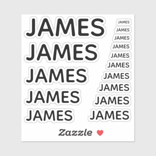 Eenvoudige aangepaste naam in zwarte Petten in 15  Sticker (Vel)