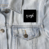 Eenvoudige Aangepaste Naam Monogram 2''Kraskeit Vierkante Button 5,1 Cm (In situ)