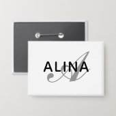 Eenvoudige Aangepaste Naam Monogram Rechthoek 3.5" Button (Voorkant / Achterkant)