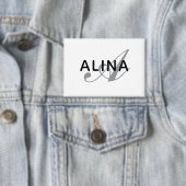 Eenvoudige Aangepaste Naam Monogram Rechthoek 3.5" Button (Insitu)