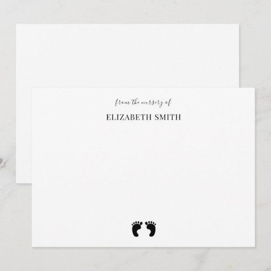 Eenvoudige aangepaste naam voor baby showers baby  notitiekaartje (Voorkant / Achterkant)