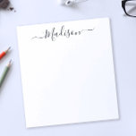 Eenvoudige aangepaste naam voor Chic-minimalistisc Notitieblok<br><div class="desc">Elegant zwart-wit blocnote met uw douanenaam in trendy manuscriptkalligrafie met bloei. Een minimalistisch modern design met een eenvoudige handtekeningstijl is stijlvol maar stijlvol.</div>