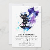 Eenvoudige aangepaste Ninja Boy digitale verjaarda Kaart (Voorkant)