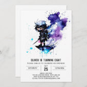 Eenvoudige aangepaste Ninja Boy digitale verjaarda Kaart (Voorkant / Achterkant)