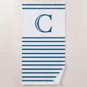 Eenvoudige, aangepaste Ocean Blue Line Strandlaken (Voorkant)