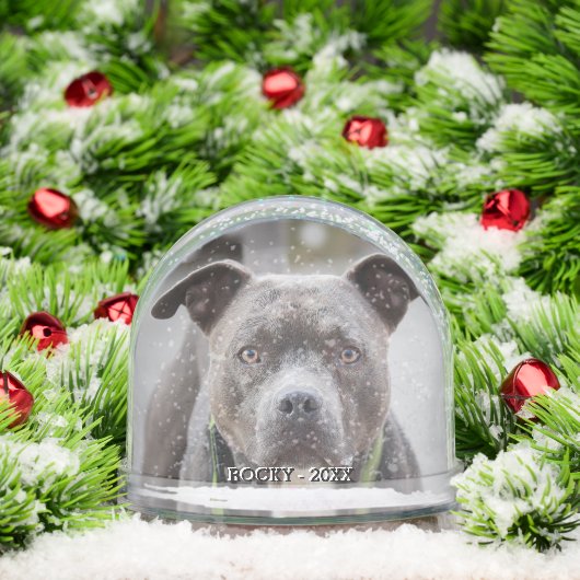 Eenvoudige aangepaste Pit Bull Dog Foto Sneeuwbol (Kerstmis)