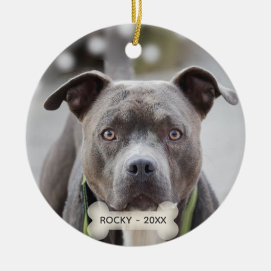Eenvoudige aangepaste Pit Bull-hondsfoto Keramisch Ornament (Voorkant)