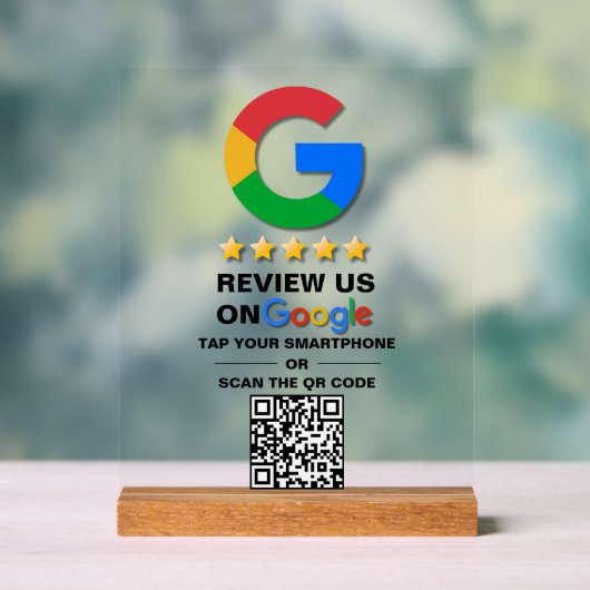 Eenvoudige aangepaste QR-code Google Review Acryl Bord (Neutraal)