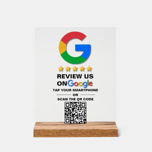 Eenvoudige aangepaste QR-code Google Review Acryl Bord (Voorkant)