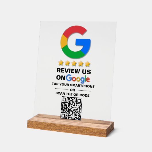 Eenvoudige aangepaste QR-code Google Review Acryl Bord (Hoek)