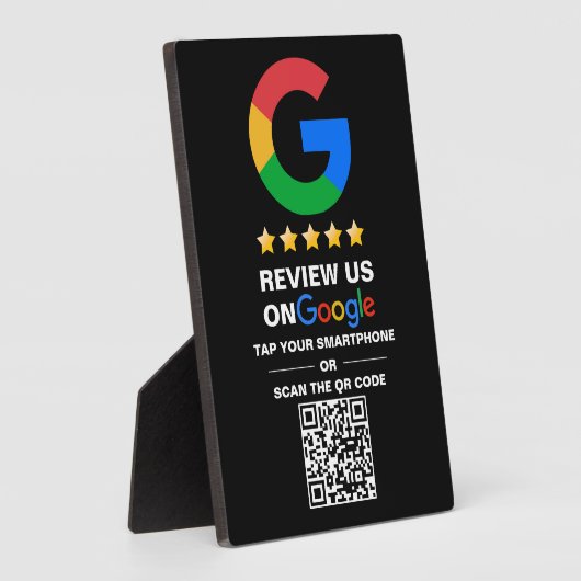 Eenvoudige aangepaste QR-code Google Review Zwart Fotoplaat (Zijkant)