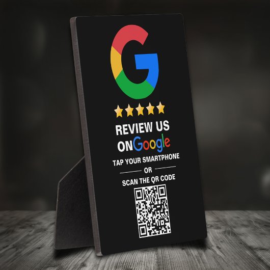 Eenvoudige aangepaste QR-code Google Review Zwart Fotoplaat