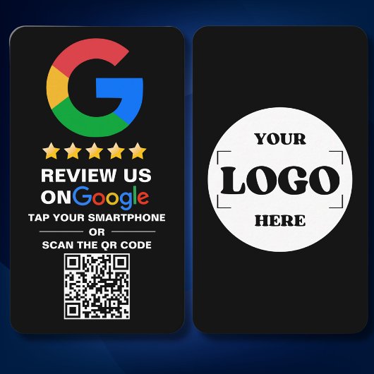 Eenvoudige aangepaste QR-code Google Review Zwart Visitekaartje