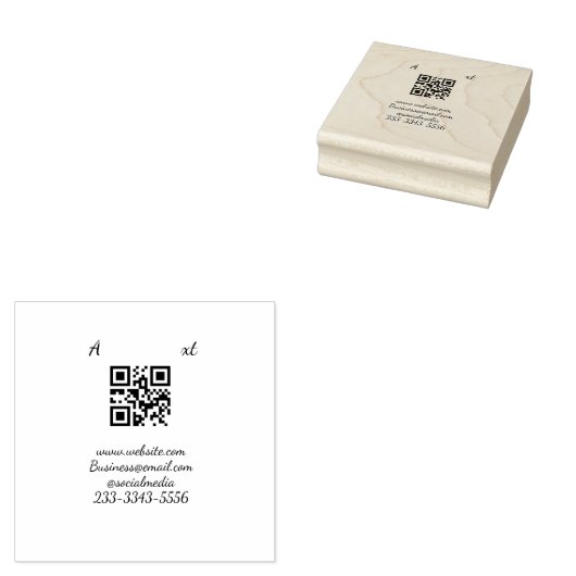 eenvoudige aangepaste QR-code jouw naam toevoegen Rubberstempel (Gestempeld)