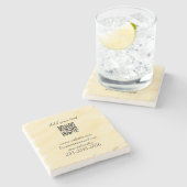 eenvoudige aangepaste QR-code jouw naam toevoegen  Stenen Onderzetter (Zijkant)