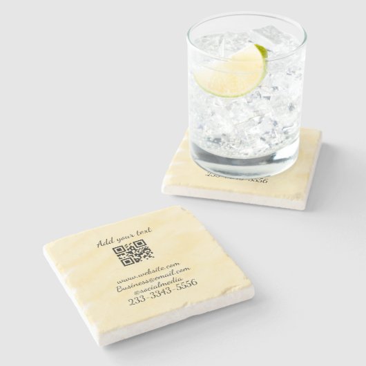 eenvoudige aangepaste QR-code jouw naam toevoegen  Stenen Onderzetter (Zijkant)