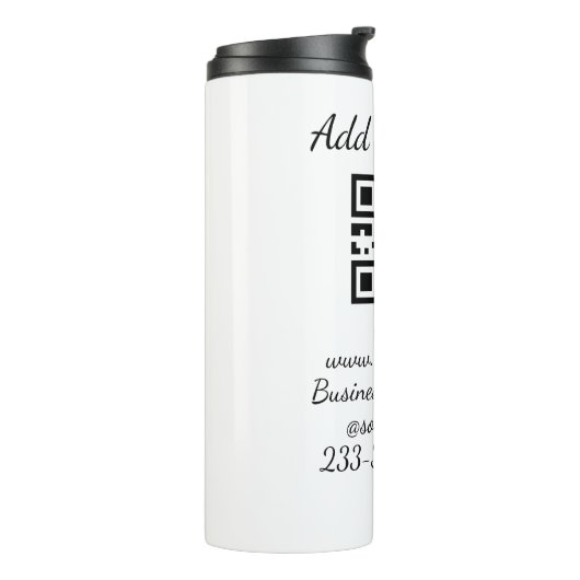 eenvoudige aangepaste QR-code jouw naam toevoegen  Thermosbeker (Gedraaid links)