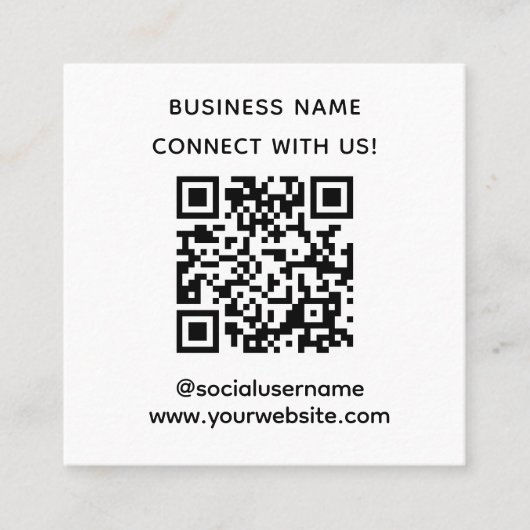 Eenvoudige Aangepaste QR-code Maak Contact met Ons Vierkante Visitekaartje (Voorkant)